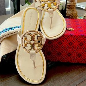 Tory Burch Metal Miller Leather Women’s Size 7 Color Bleach/Gold